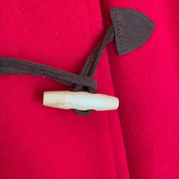 J.G. Hook Womens Size 14 Red Wool Blend Toggle Coat Hooded Red Lined Duffle Coat - Picture 9 of 14